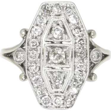 Vintage Reproduction Diamond Dinner Ring 14K Whit… - image 1