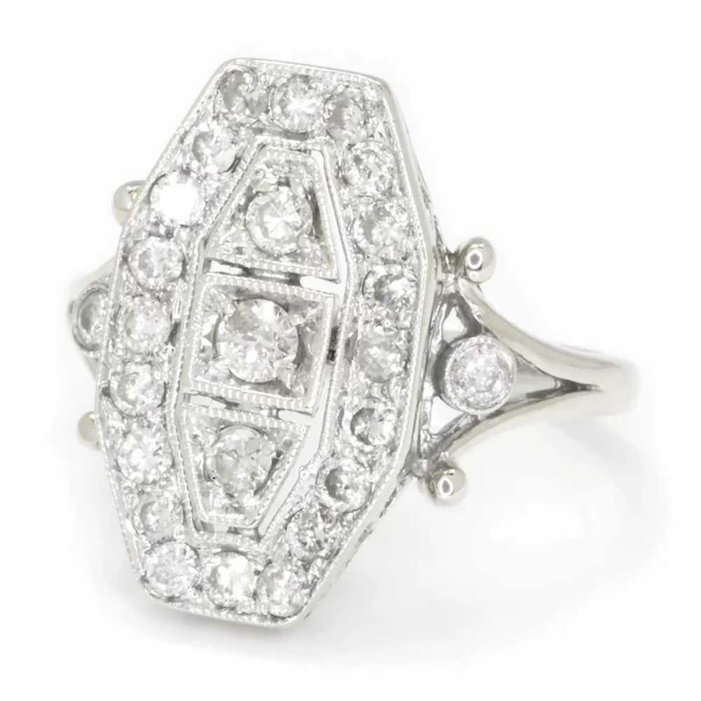 Vintage Reproduction Diamond Dinner Ring 14K Whit… - image 2