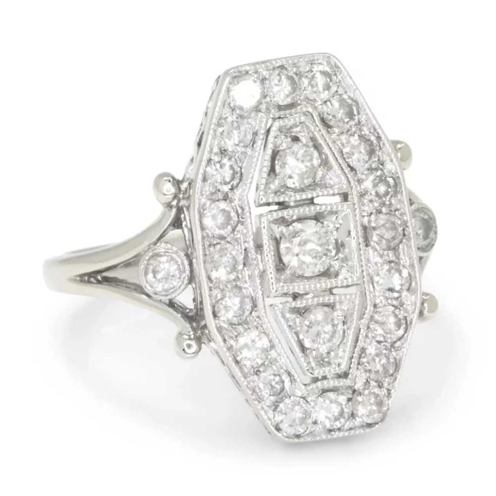 Vintage Reproduction Diamond Dinner Ring 14K Whit… - image 3