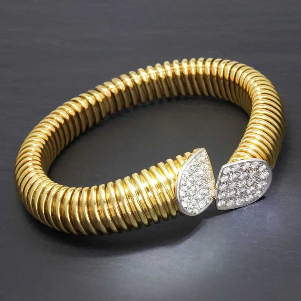 18K Gold Wire Wrapped Cuff Bracelet with Diamonds… - image 10