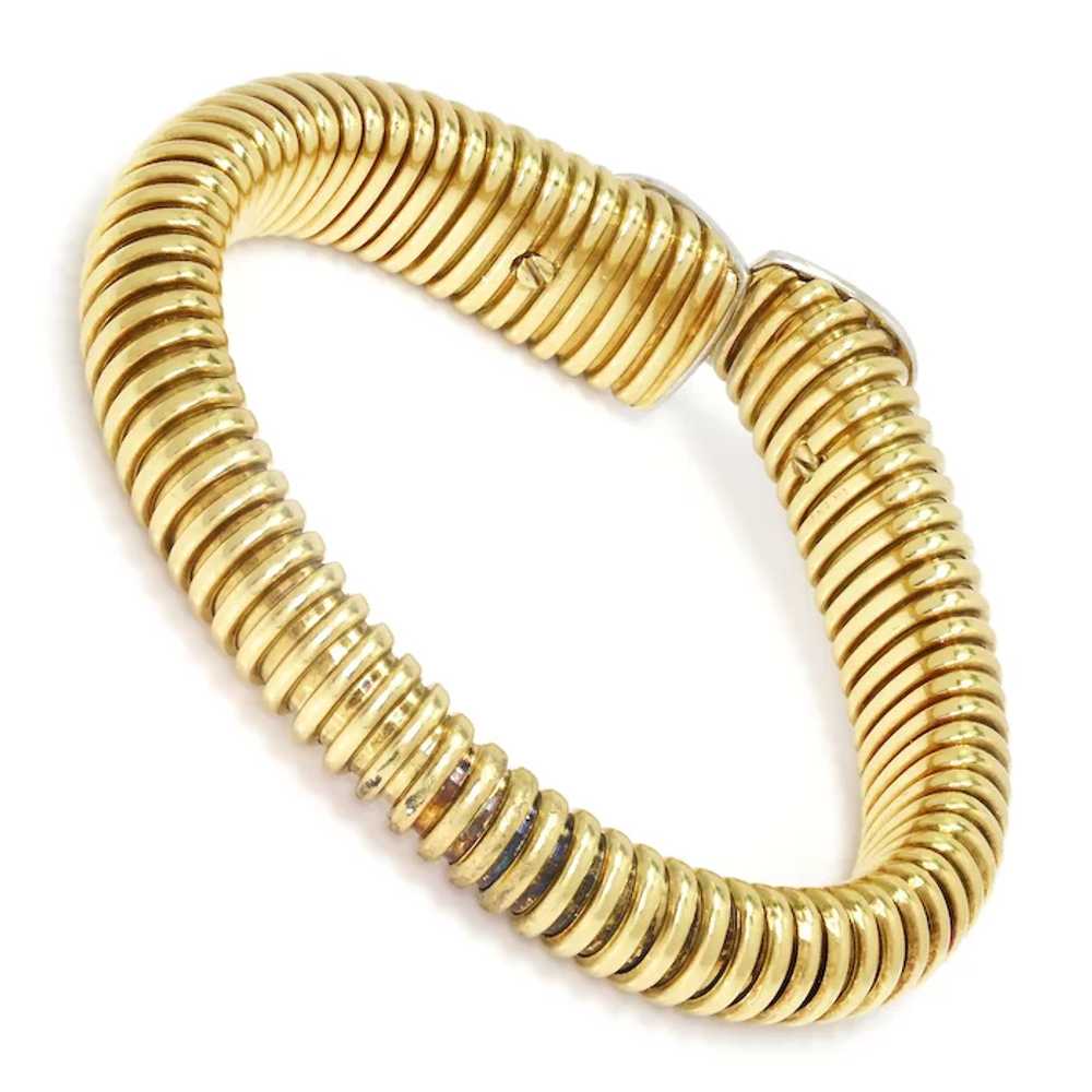 18K Gold Wire Wrapped Cuff Bracelet with Diamonds… - image 2