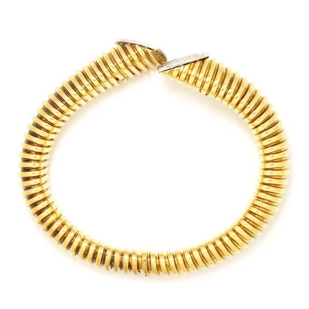 18K Gold Wire Wrapped Cuff Bracelet with Diamonds… - image 3