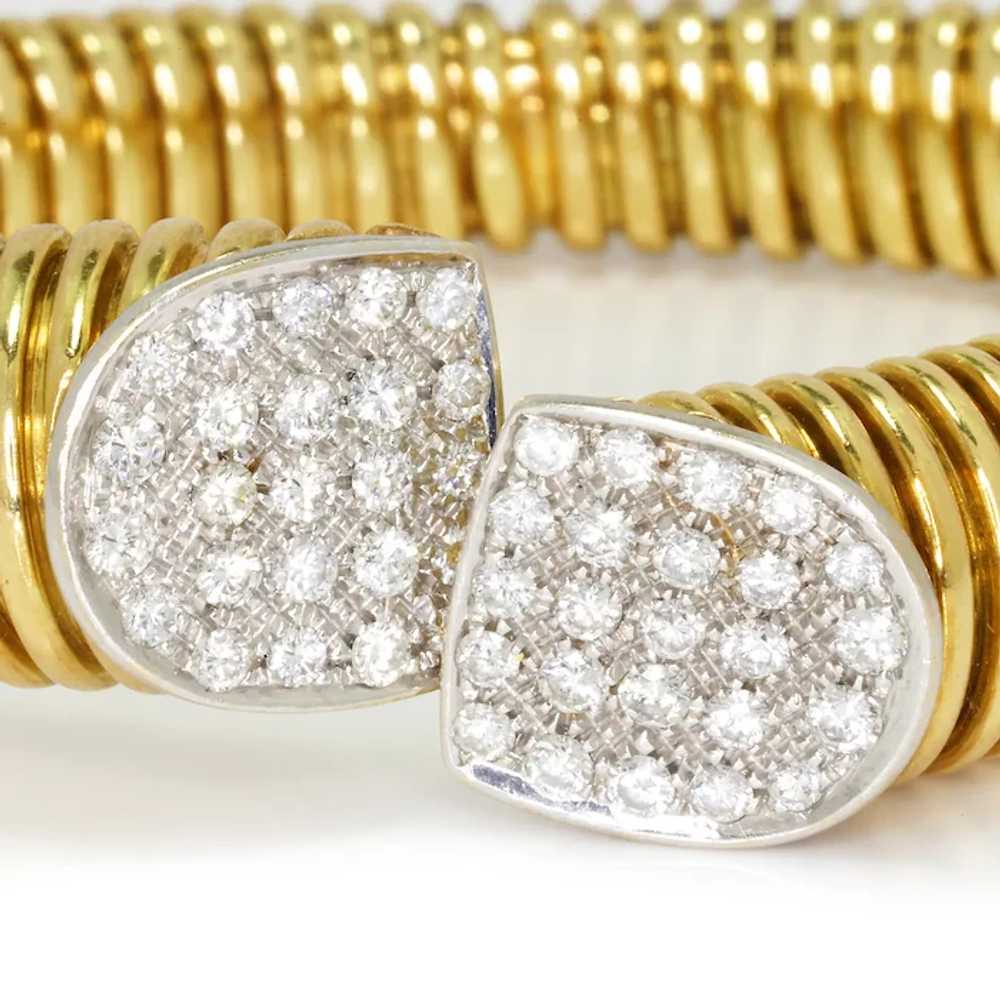 18K Gold Wire Wrapped Cuff Bracelet with Diamonds… - image 4