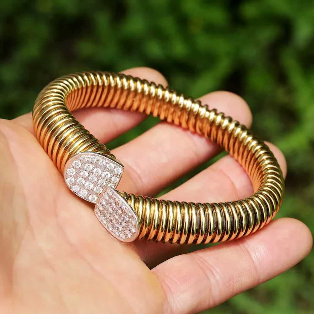 18K Gold Wire Wrapped Cuff Bracelet with Diamonds… - image 6