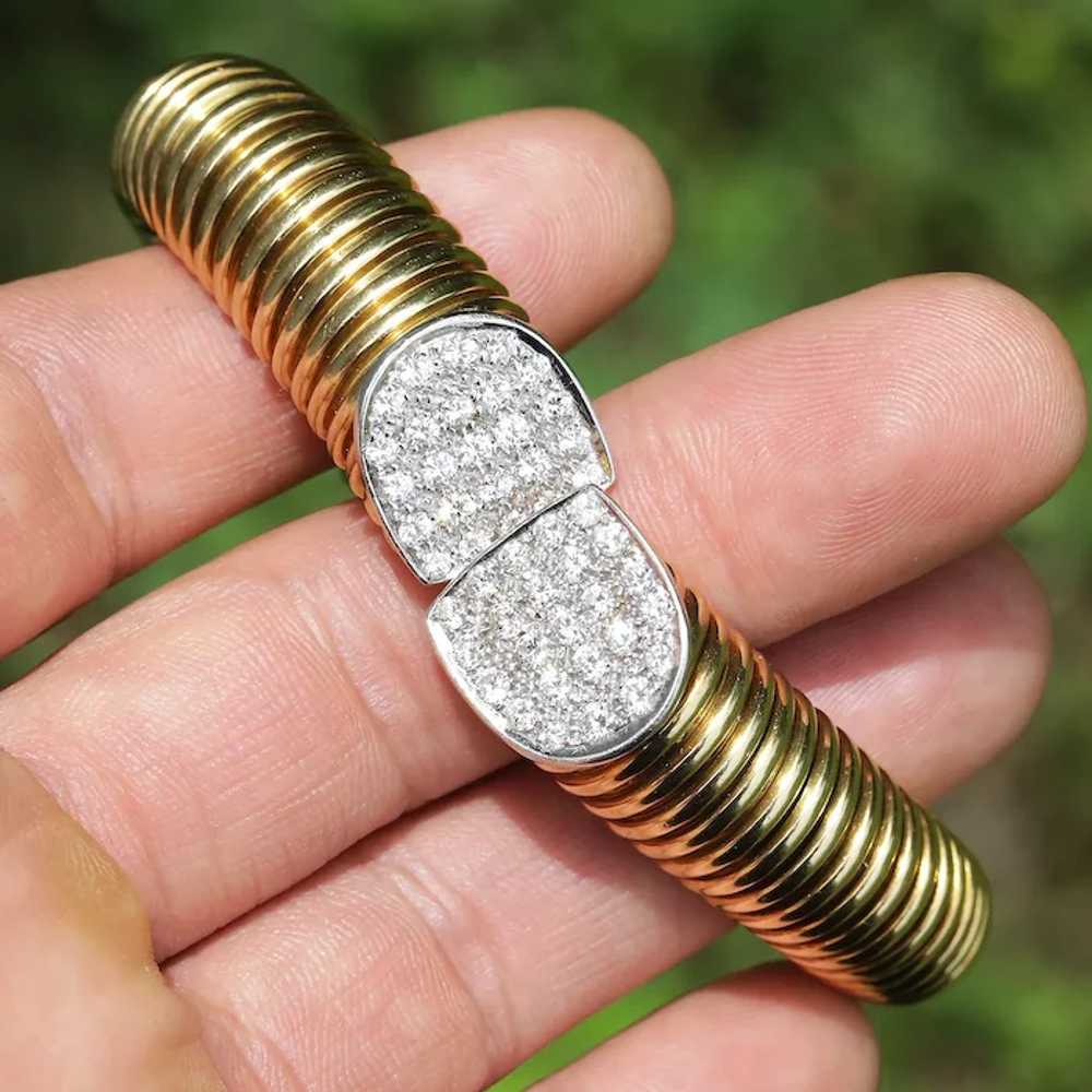 18K Gold Wire Wrapped Cuff Bracelet with Diamonds… - image 7
