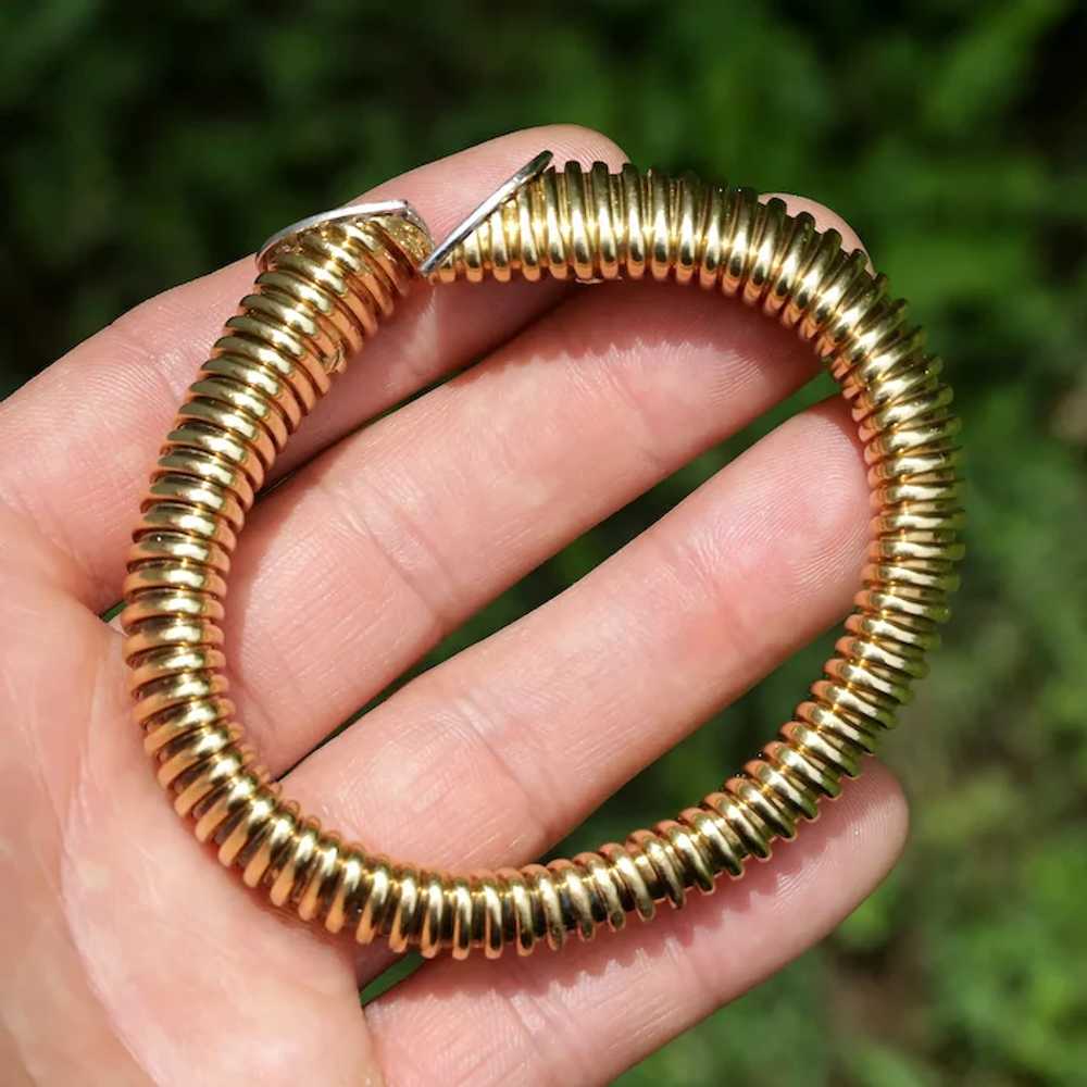 18K Gold Wire Wrapped Cuff Bracelet with Diamonds… - image 8