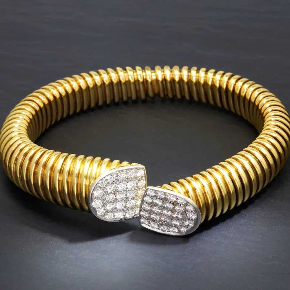 18K Gold Wire Wrapped Cuff Bracelet with Diamonds… - image 9