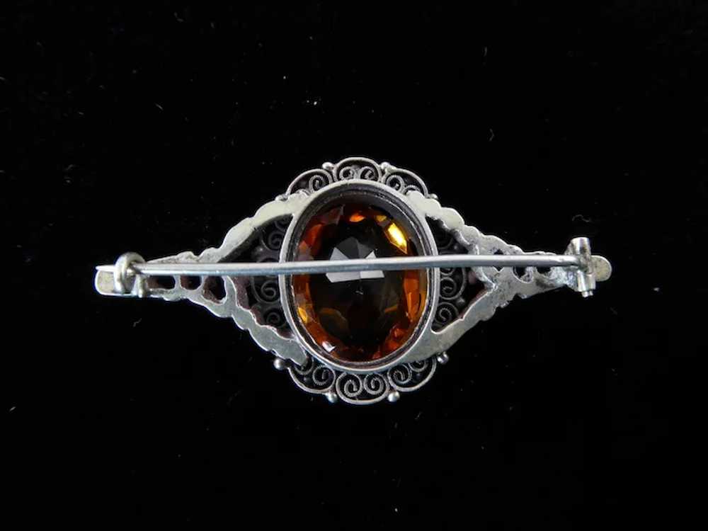Antique Silver Brooch with Ornate Silver Setting … - image 2
