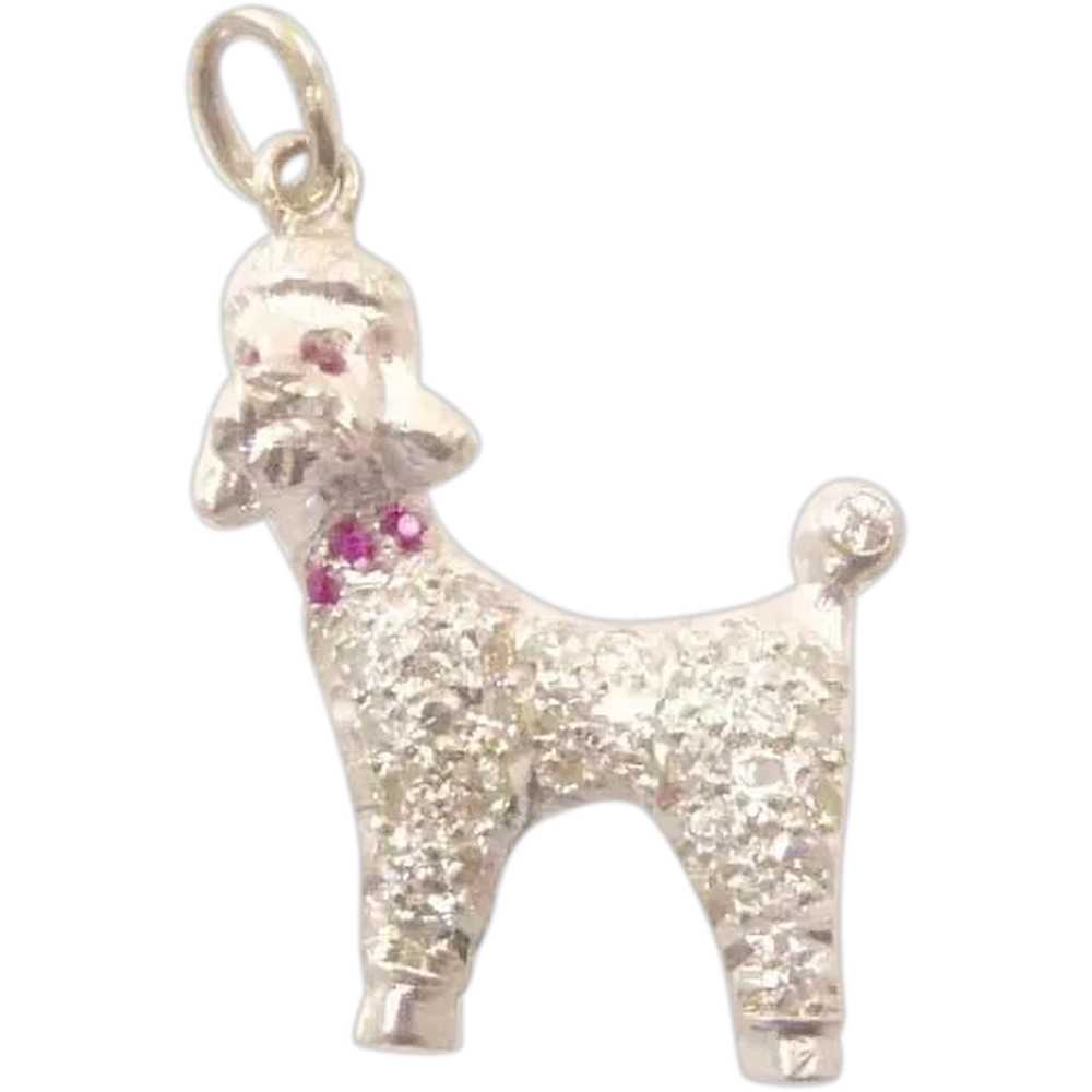 Platinum, Diamond, and Ruby Poodle Charm / Pendant - image 1