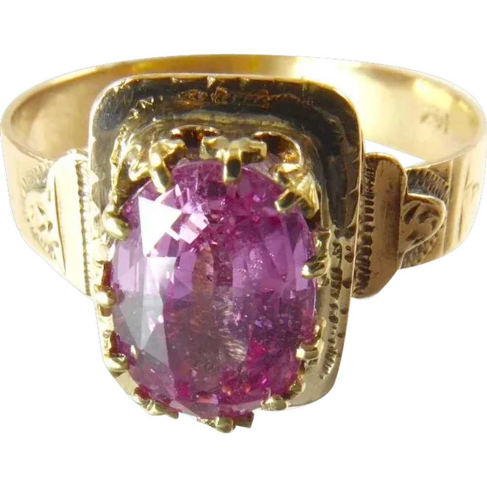 Victorian Pink Sapphire Ring in 14 Karat Gold - image 1