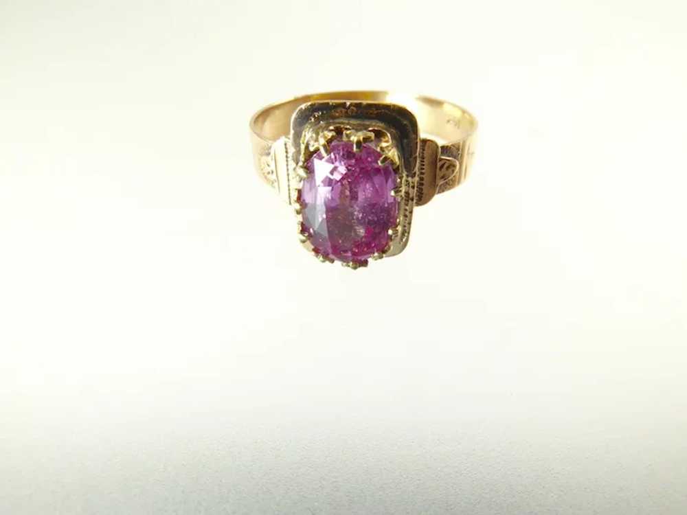 Victorian Pink Sapphire Ring in 14 Karat Gold - image 2