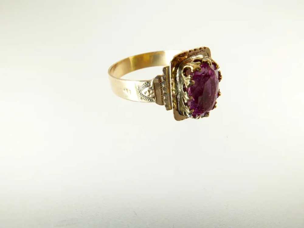 Victorian Pink Sapphire Ring in 14 Karat Gold - image 3