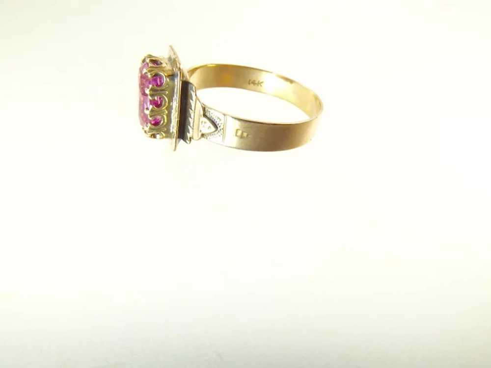 Victorian Pink Sapphire Ring in 14 Karat Gold - image 5