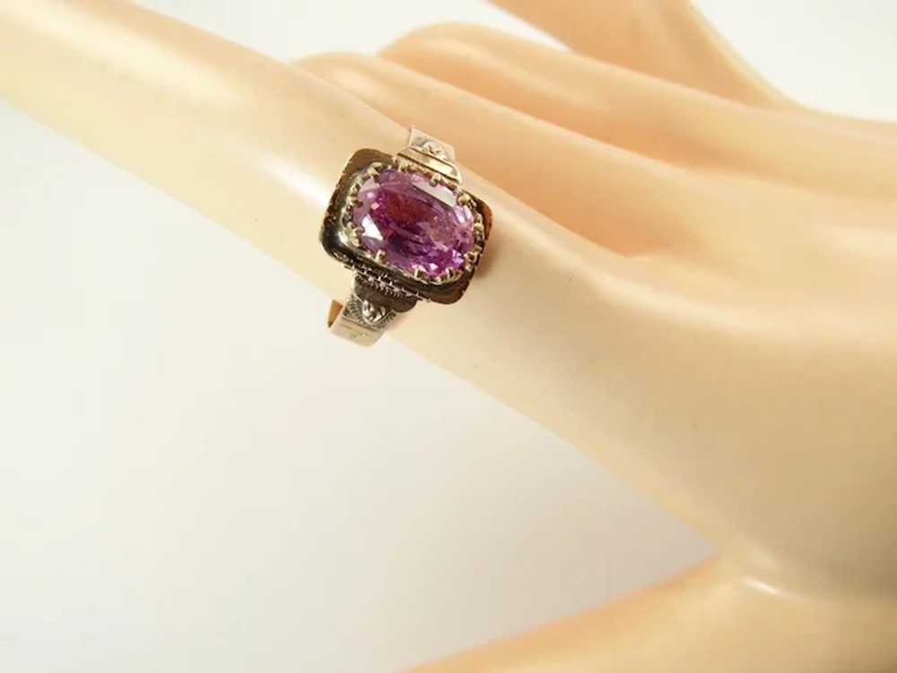 Victorian Pink Sapphire Ring in 14 Karat Gold - image 6