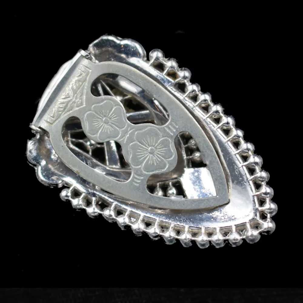 Dress Clip Pave Rhodium Plated Rhinestone Art Deco - image 10