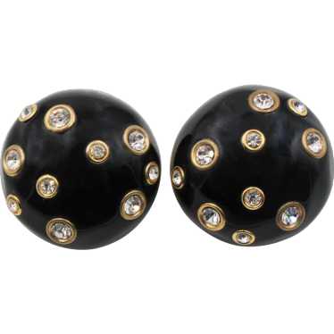 Earrings Kenneth Jay Lane KJL Black Domed Diamant… - image 1