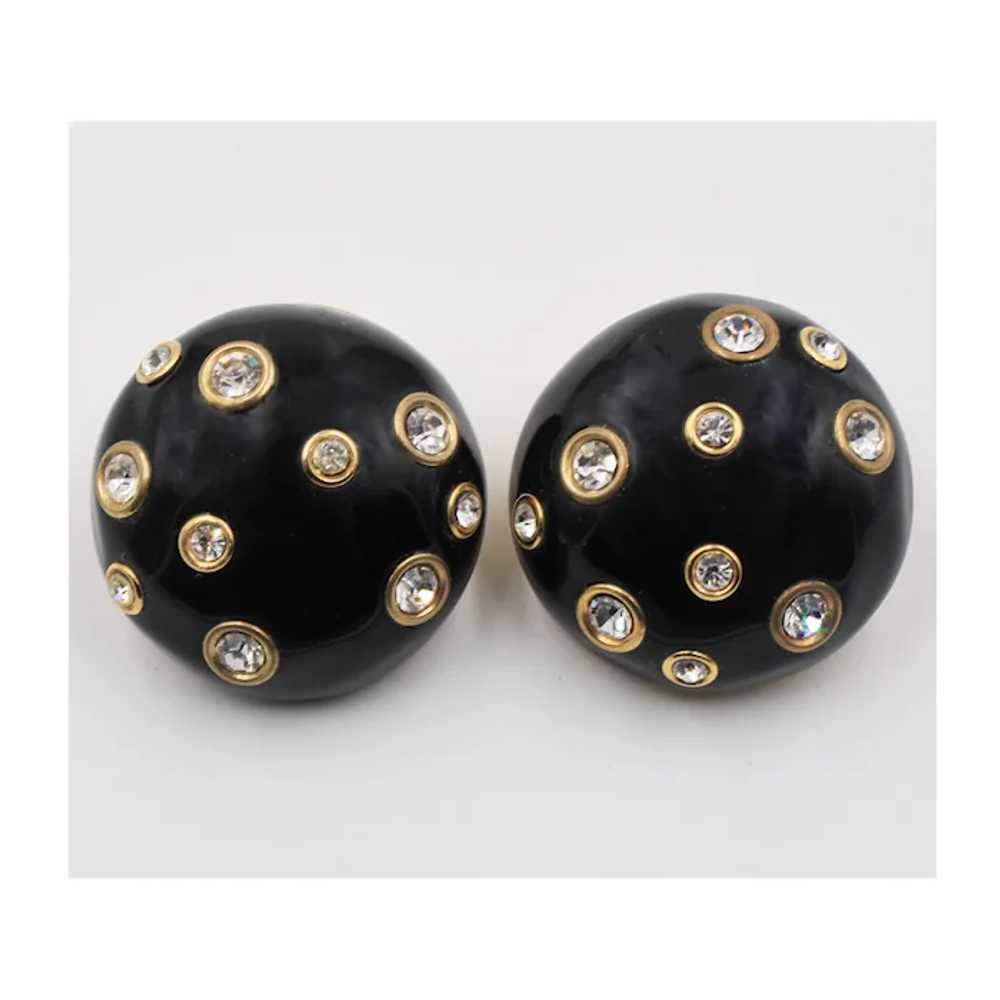 Earrings Kenneth Jay Lane KJL Black Domed Diamant… - image 3