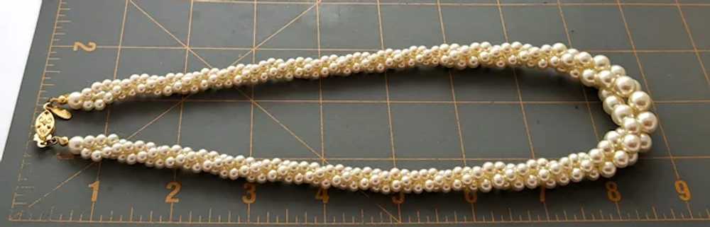 Signed Napier Three Strand Faux Pearl Necklace - image 10