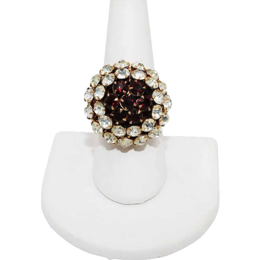 Ring Adjustable Cocktail Rhinestone Cluster Domed… - image 1