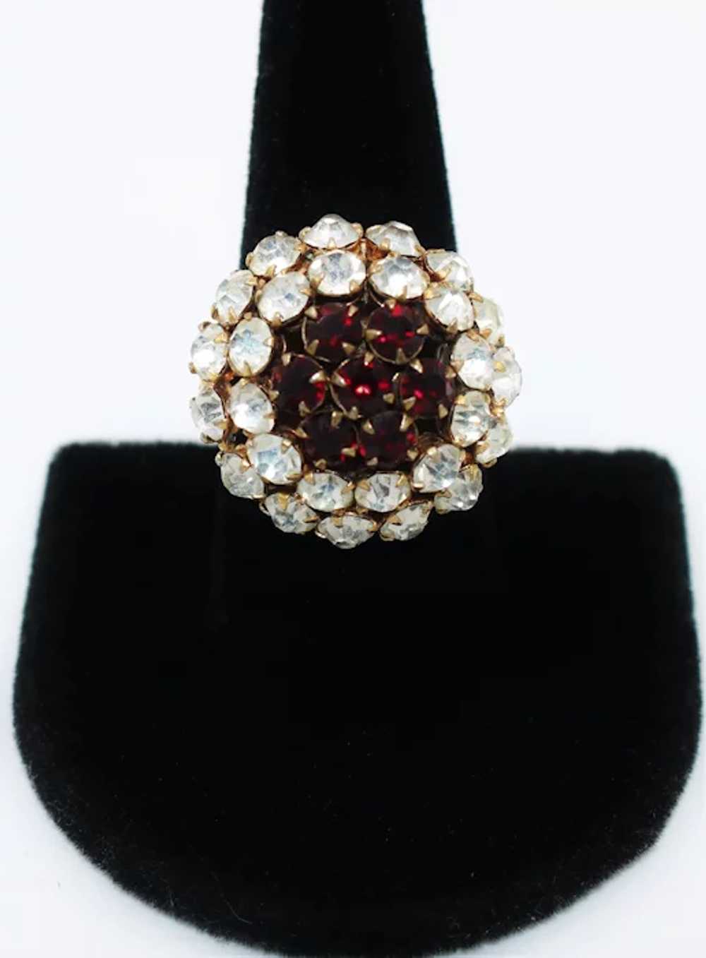 Ring Adjustable Cocktail Rhinestone Cluster Domed… - image 2