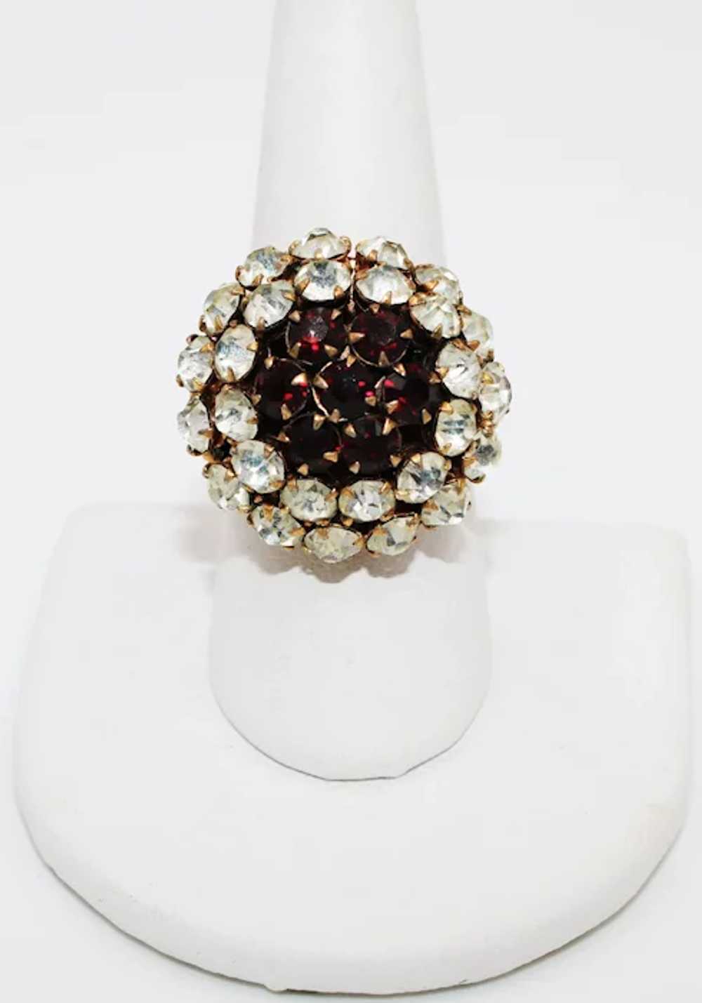 Ring Adjustable Cocktail Rhinestone Cluster Domed… - image 3