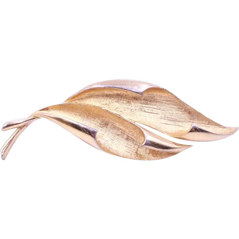 Brooch Pin Furled Leaf Two Tone 3 Dimensional - image 1