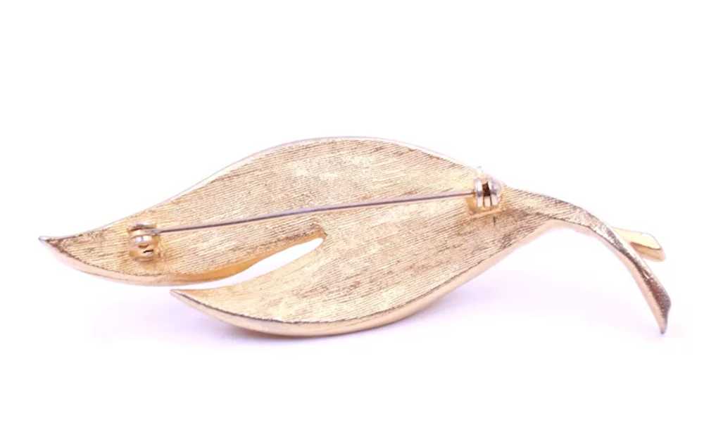 Brooch Pin Furled Leaf Two Tone 3 Dimensional - image 3