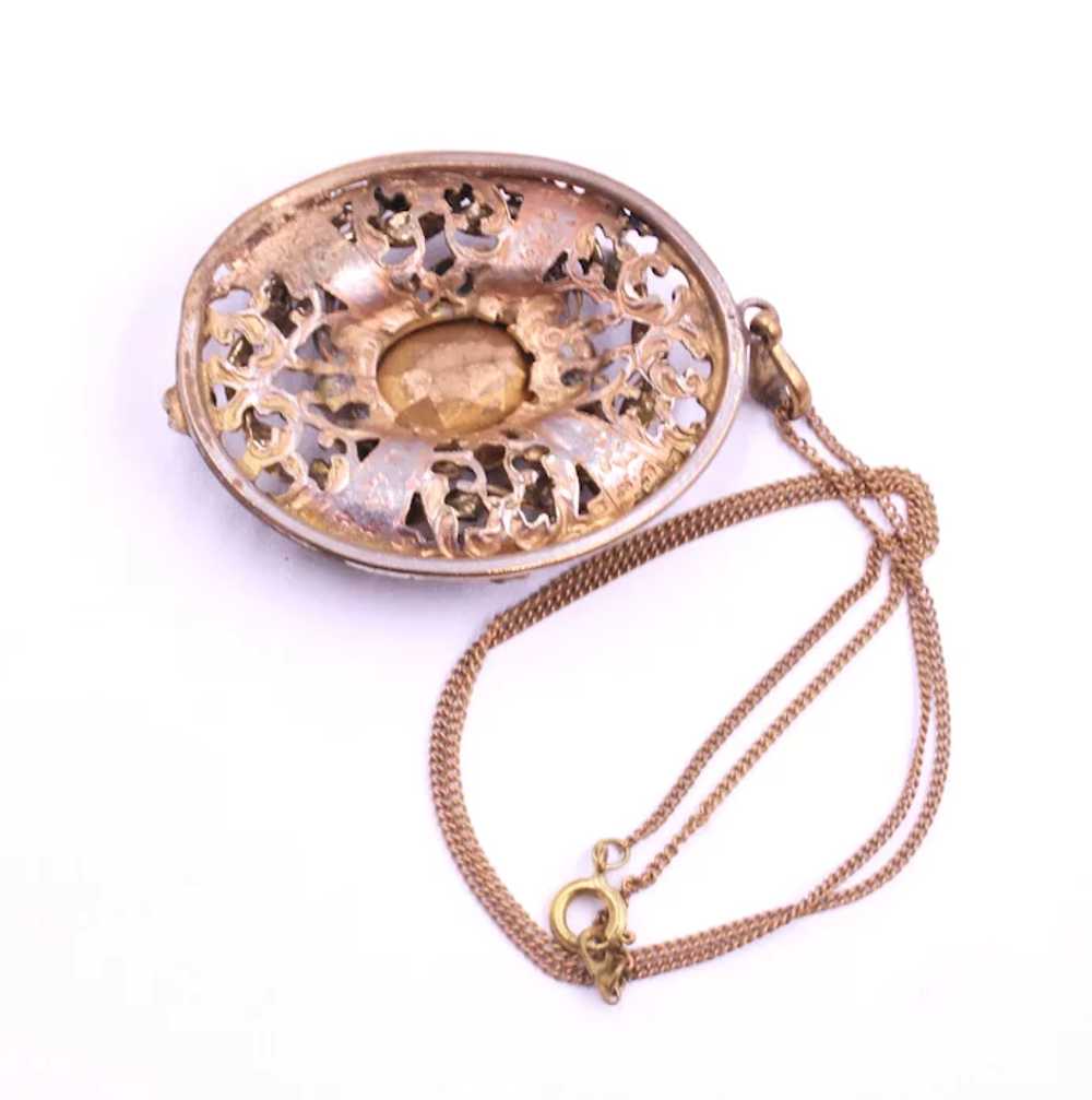 Necklace Pendant Chain Czech Amethyst Glass Caboc… - image 4