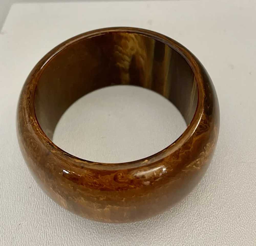 Vintage Round WIDE Marbleized Brown Bakelite Bang… - image 3