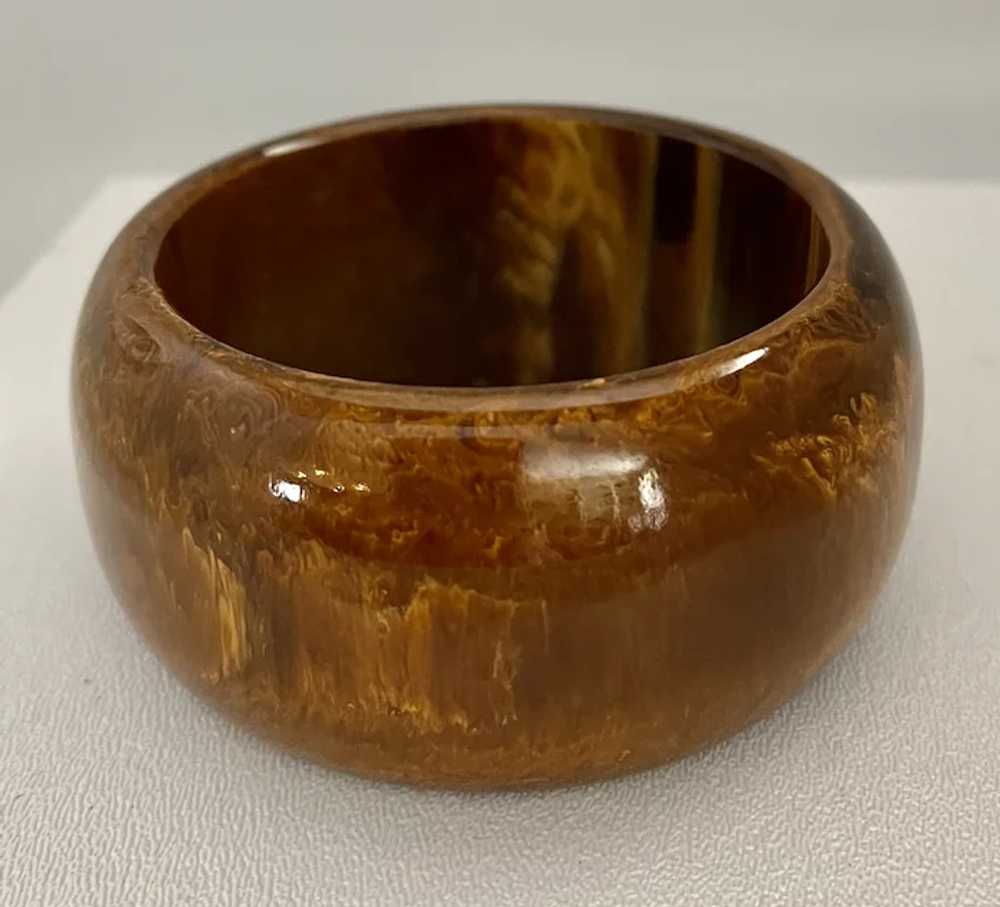 Vintage Round WIDE Marbleized Brown Bakelite Bang… - image 4