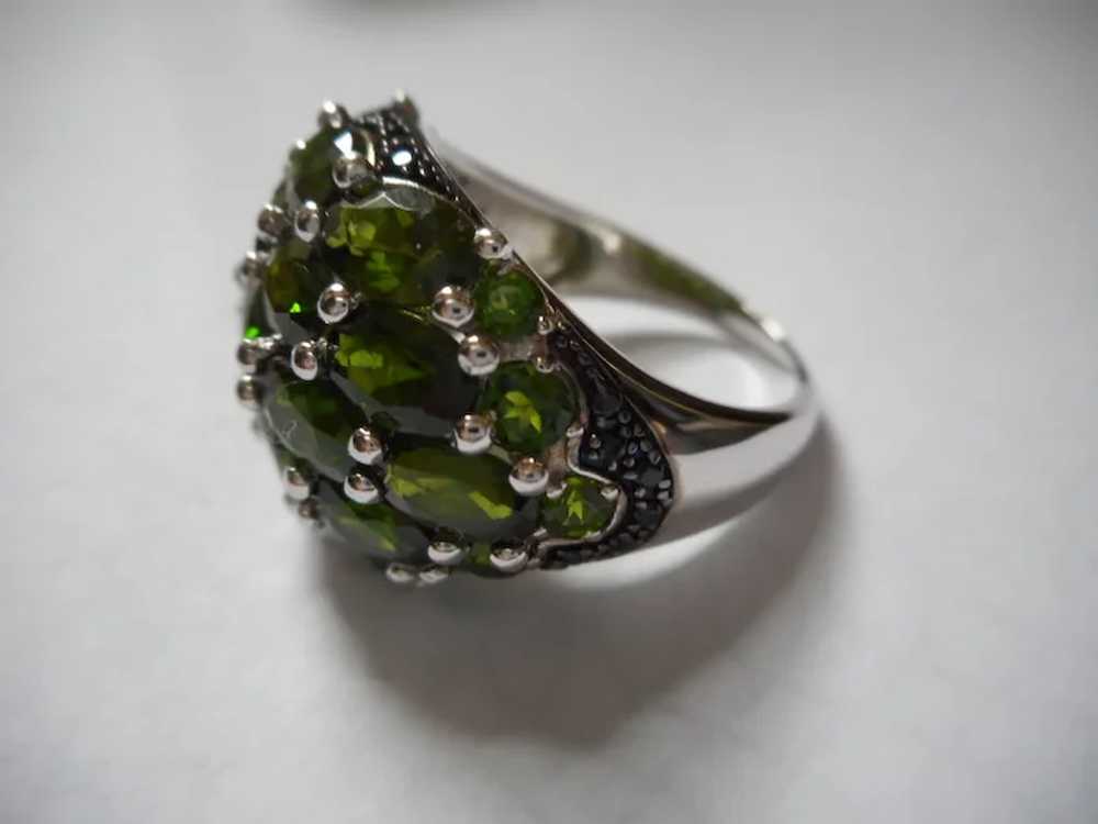 Sterling Silver Green Stone Vintage Ring - image 2