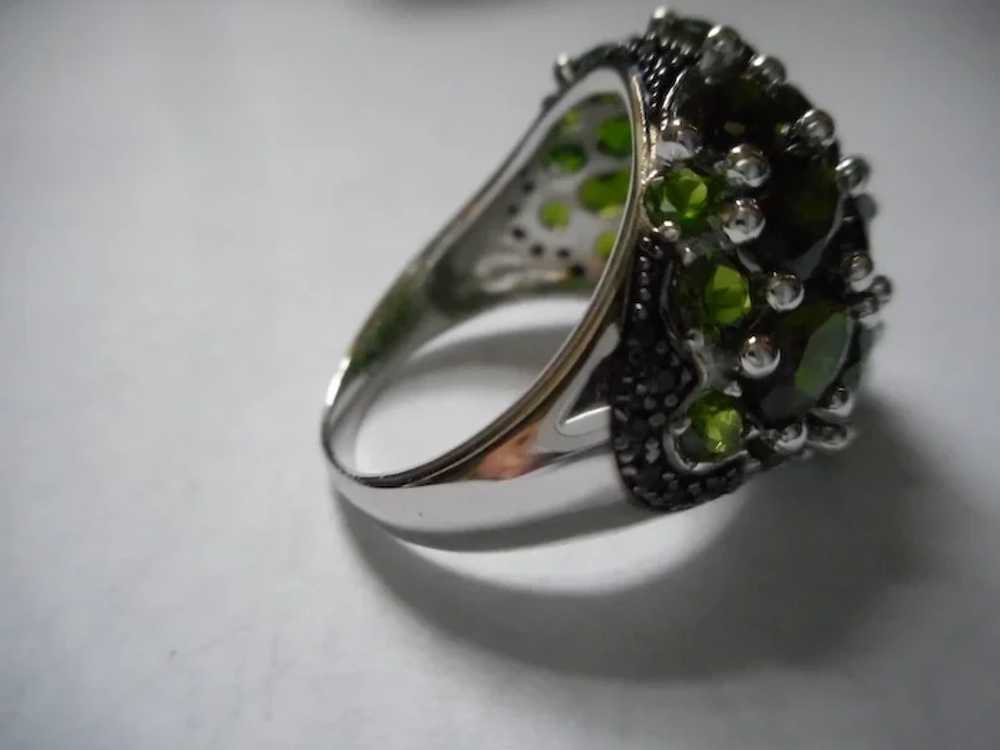 Sterling Silver Green Stone Vintage Ring - image 3