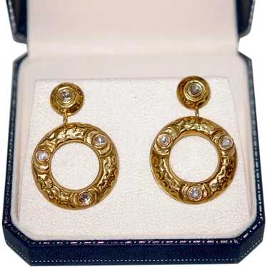18K Rose Cut Diamond Hoop Earrings - image 1