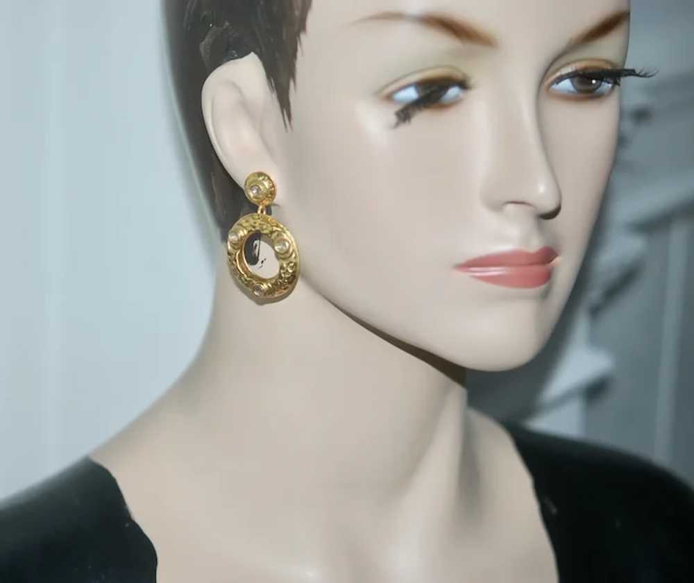 18K Rose Cut Diamond Hoop Earrings - image 3