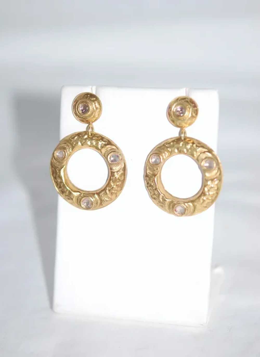 18K Rose Cut Diamond Hoop Earrings - image 5