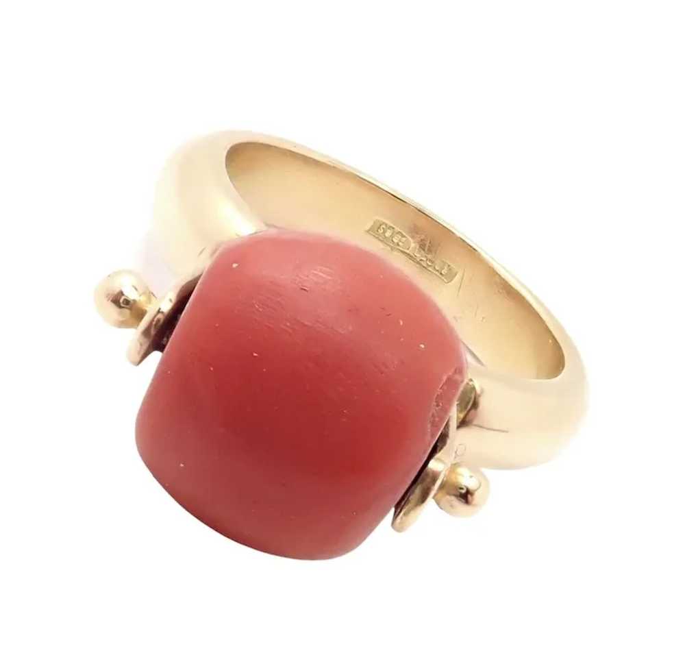 Rare! Vintage Estate 18k Yellow Gold Spinning Red… - image 3