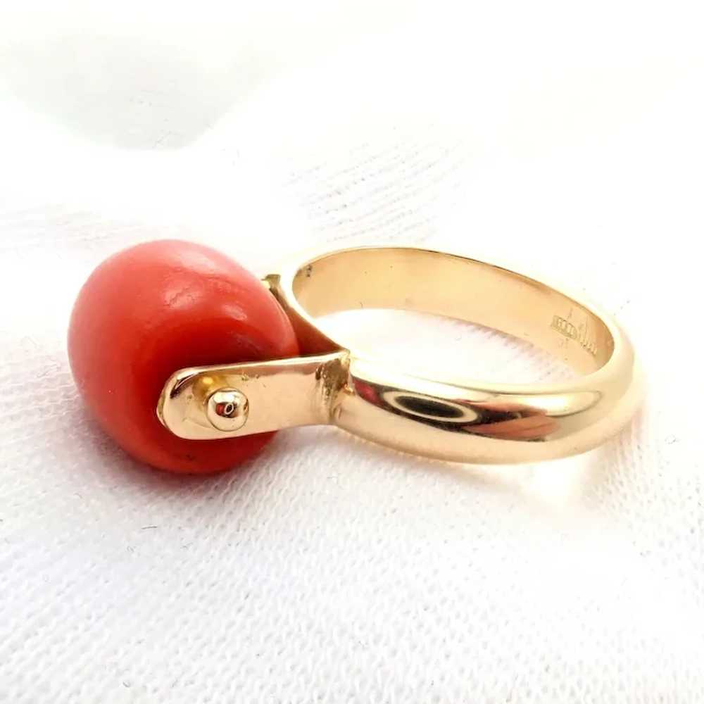 Rare! Vintage Estate 18k Yellow Gold Spinning Red… - image 4