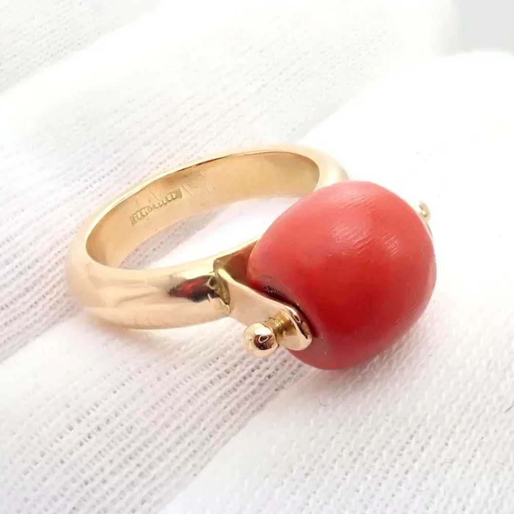 Rare! Vintage Estate 18k Yellow Gold Spinning Red… - image 8