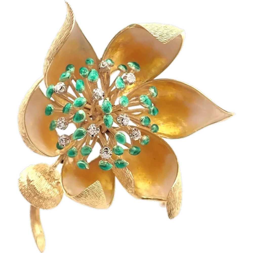 Authentic! Vintage Tiffany & Co. Flower 18k Yello… - image 1