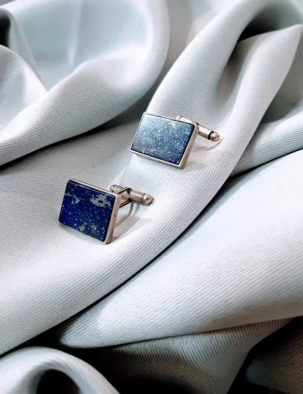 Mexican Cufflinks 925 Sterling Silver Blue Stones… - image 6