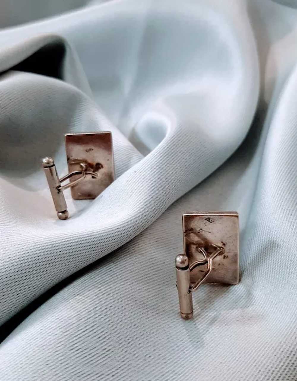 Mexican Cufflinks 925 Sterling Silver Blue Stones… - image 7
