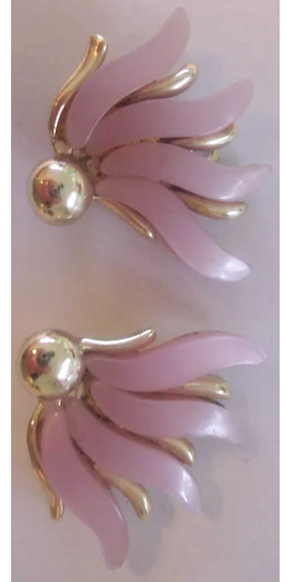 Pink Thermoset Claudette Clip on Earrings - image 2