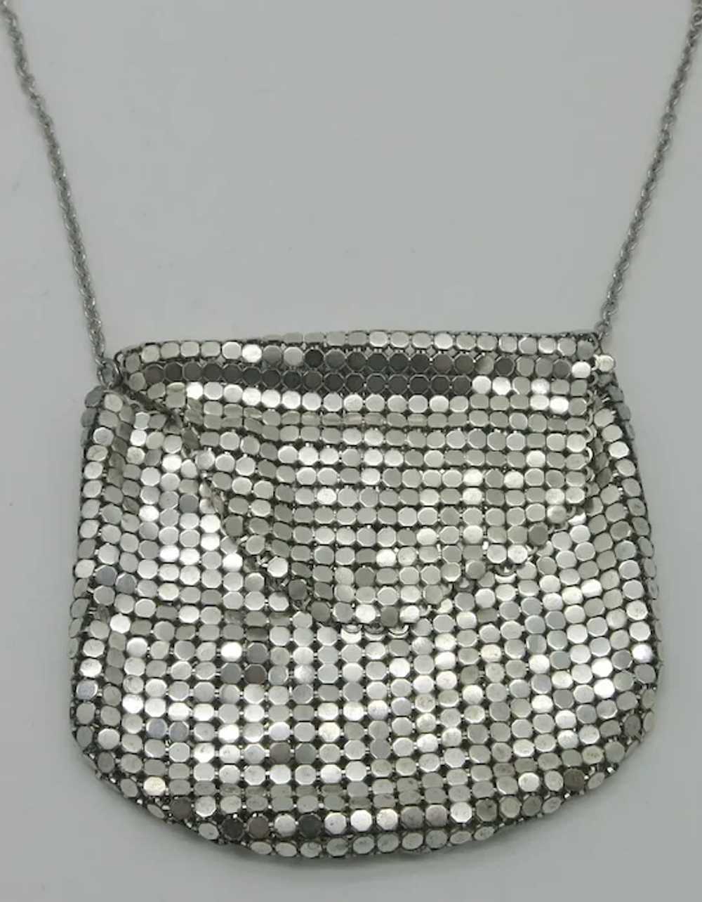 Vintage Silver Mesh Pouch or Purse for Necklace o… - image 2
