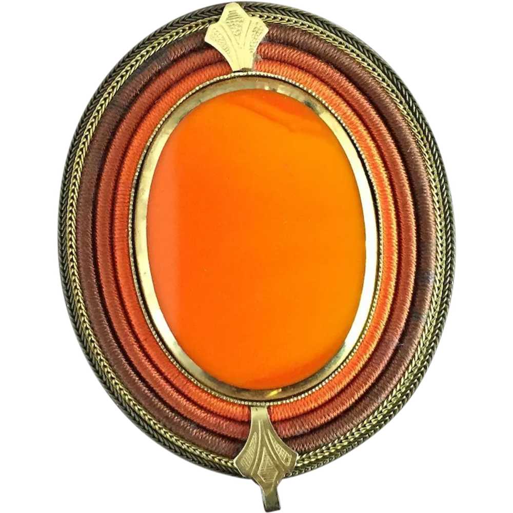 Art Deco Langani Vintage Brooch Inlaid with Glass… - image 1