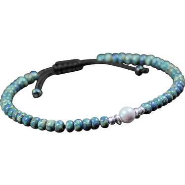 Shambala blue beads hobo bracelet - Slide teal ti… - image 1