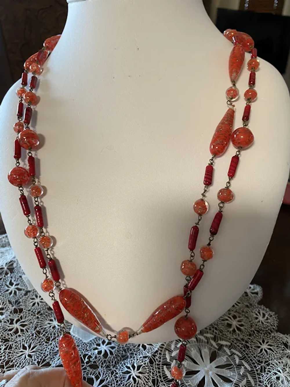 Antique Murano Glass Flapper Necklace - image 2