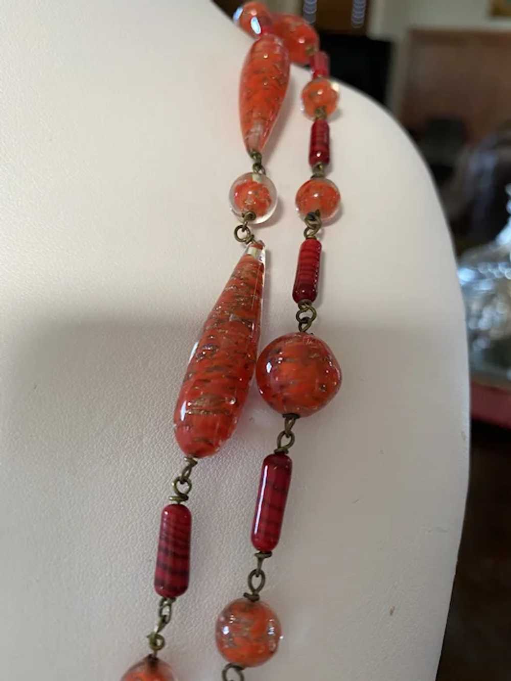 Antique Murano Glass Flapper Necklace - image 5