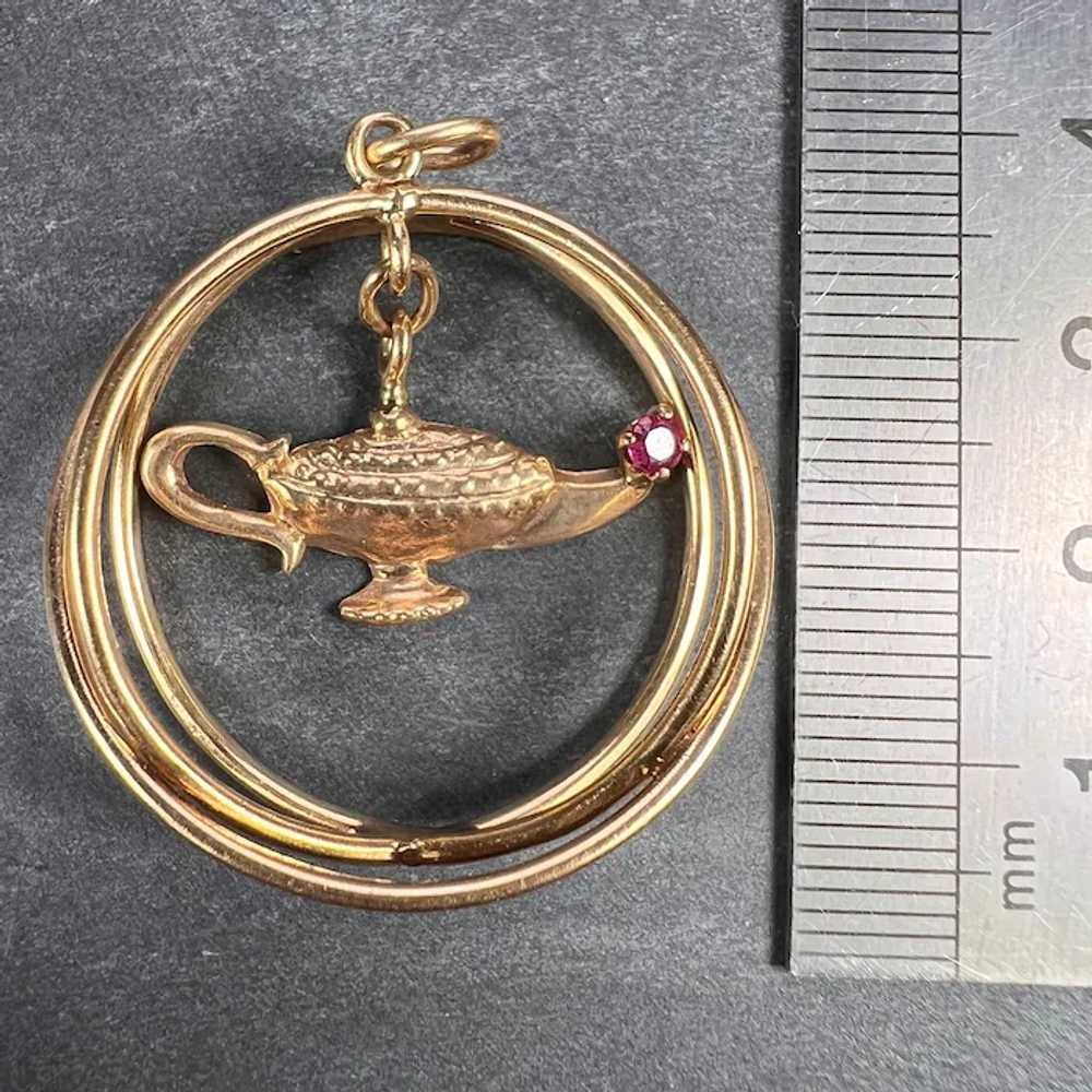 Yellow Gold Red Ruby Genie Lamp Kinetic Large Cha… - image 10