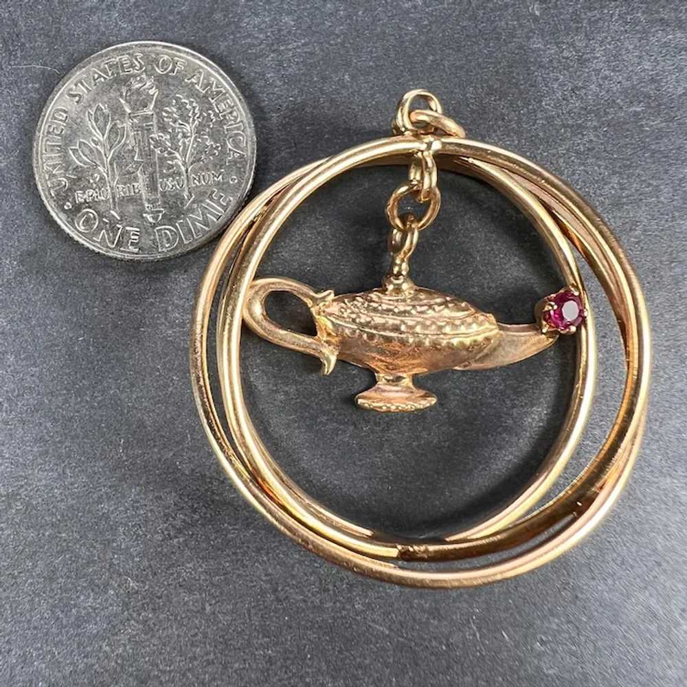 Yellow Gold Red Ruby Genie Lamp Kinetic Large Cha… - image 11