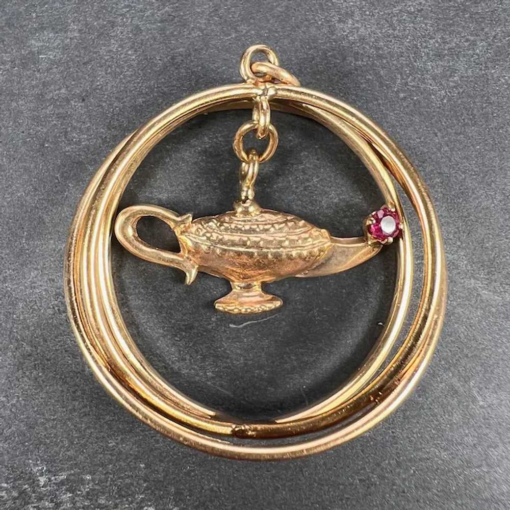 Yellow Gold Red Ruby Genie Lamp Kinetic Large Cha… - image 3